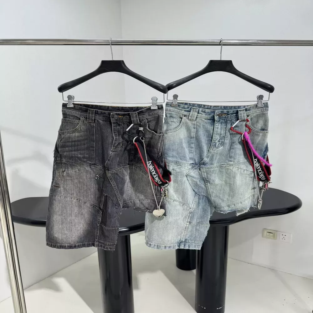 발렌시아가 체인 장식 워싱 데님 스커트