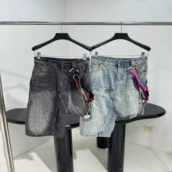 발렌시아가 체인 장식 워싱 데님 스커트