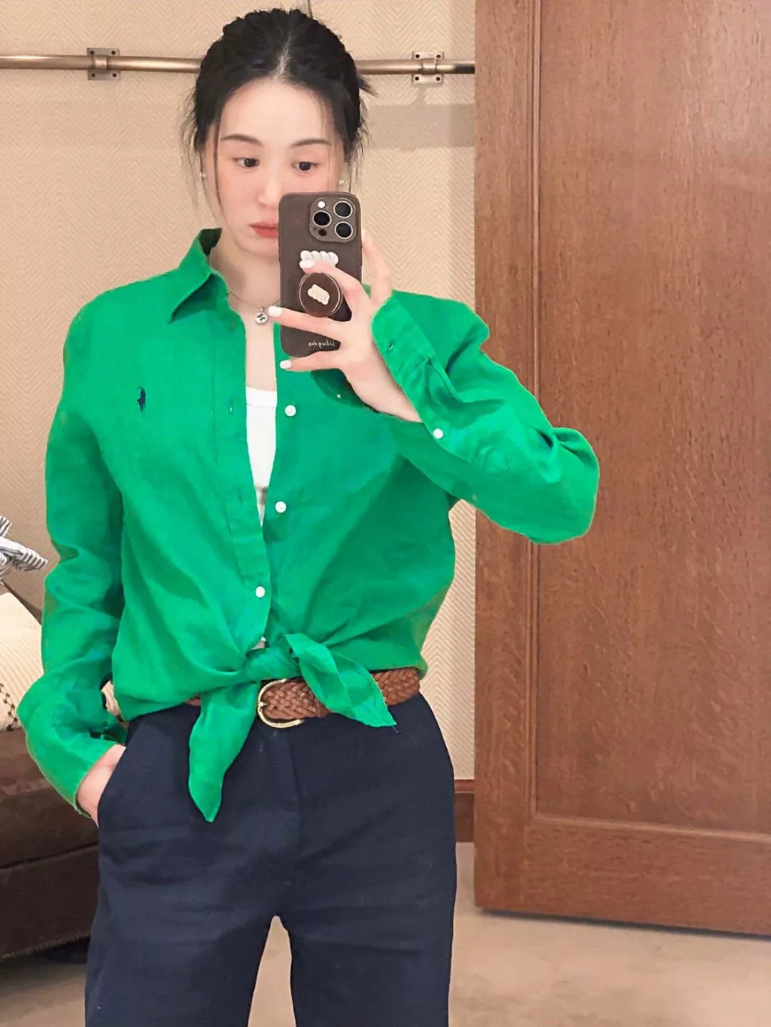 랄프로렌 여성 린넨 자수 로고 셔츠 상세 이미지 77