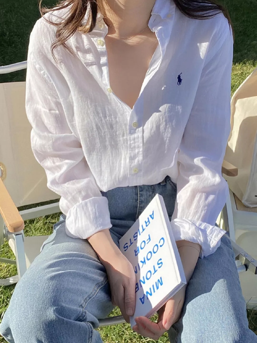 랄프로렌 여성 린넨 자수 로고 셔츠 상세 이미지 63