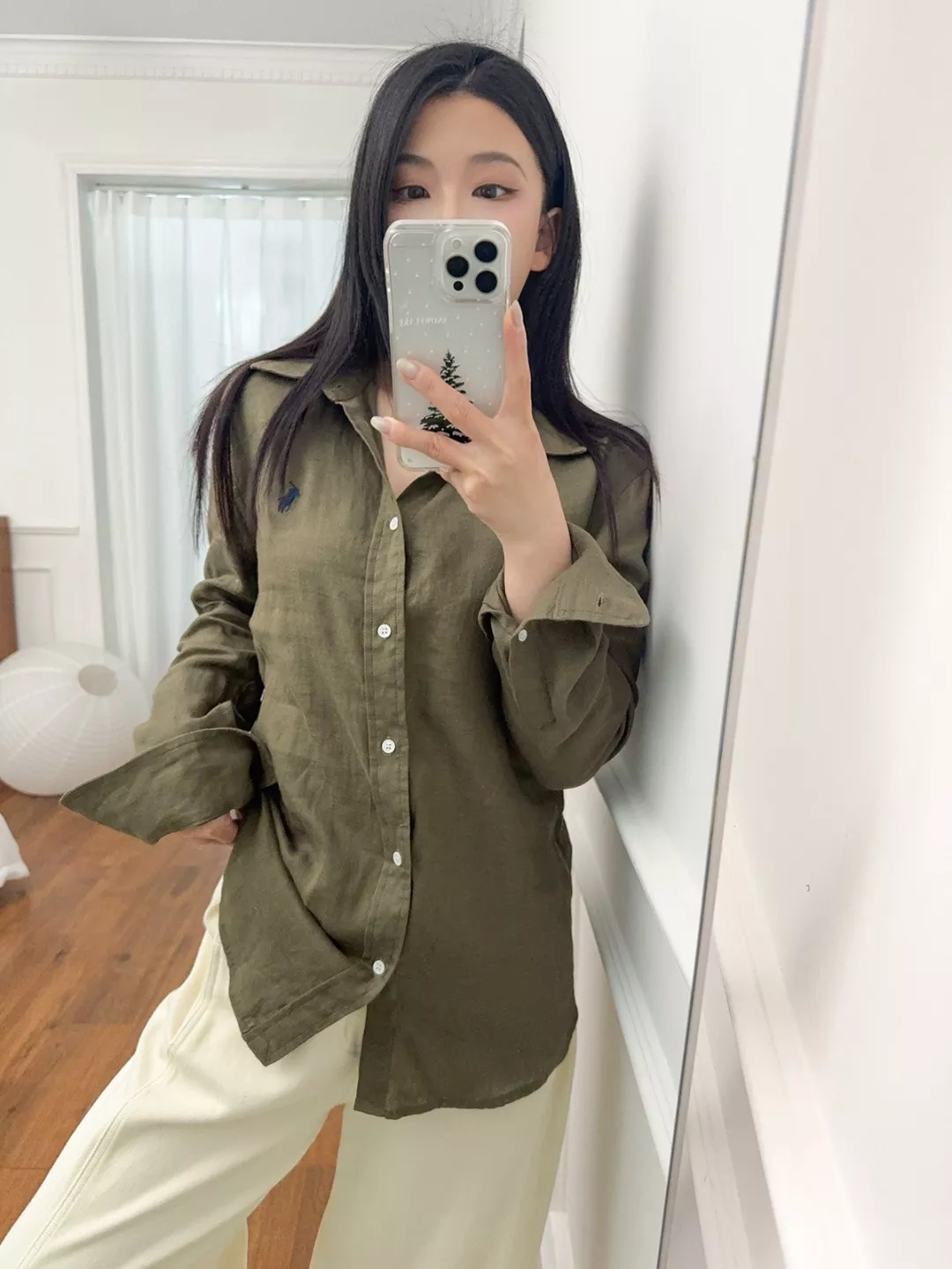 랄프로렌 여성 린넨 자수 로고 셔츠 상세 이미지 40