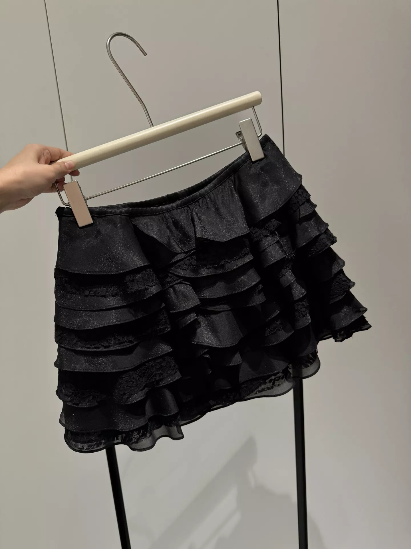 조리아 블랙 레이스 캉캉 숏스커트 상세 이미지 2