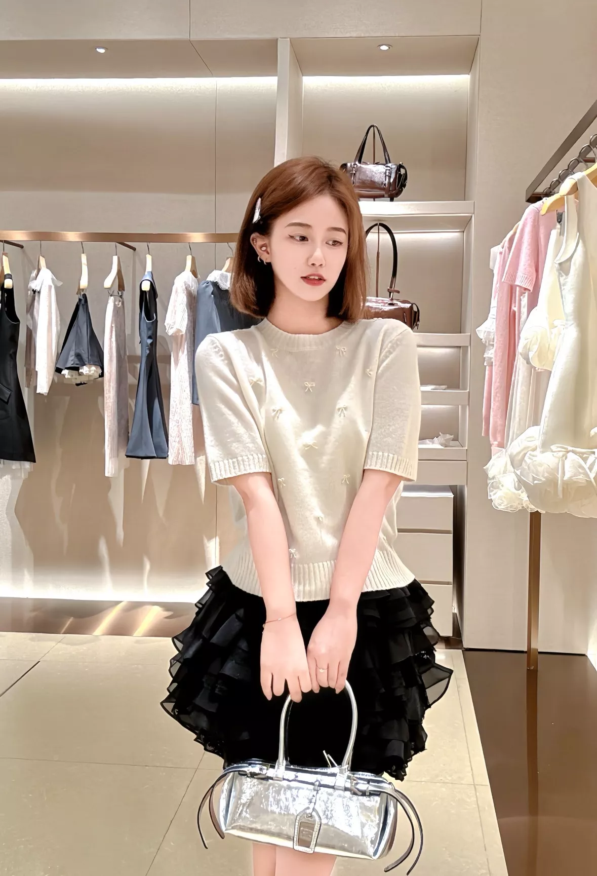 조리아 블랙 레이스 캉캉 숏스커트 상세 이미지 45