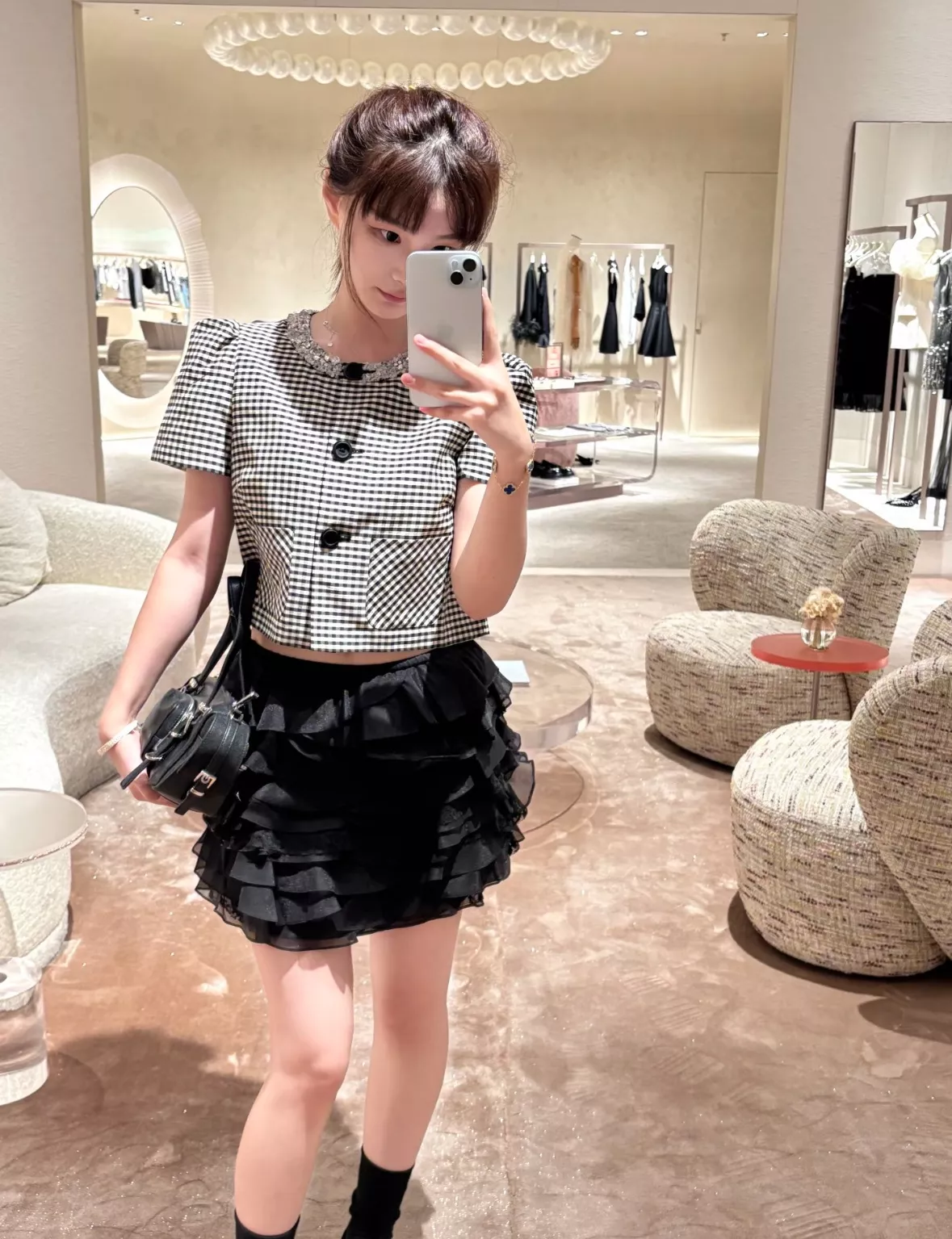 조리아 블랙 레이스 캉캉 숏스커트 상세 이미지 41