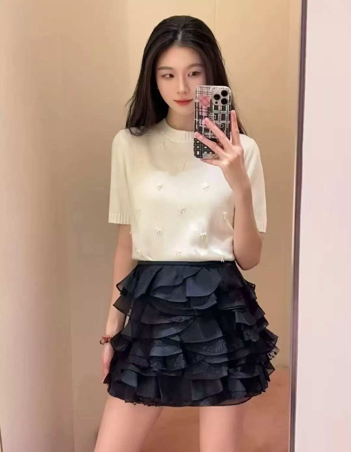 조리아 블랙 레이스 캉캉 숏스커트 상세 이미지 38