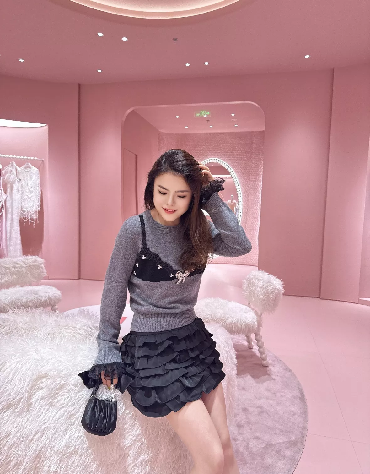 조리아 블랙 레이스 캉캉 숏스커트 상세 이미지 52