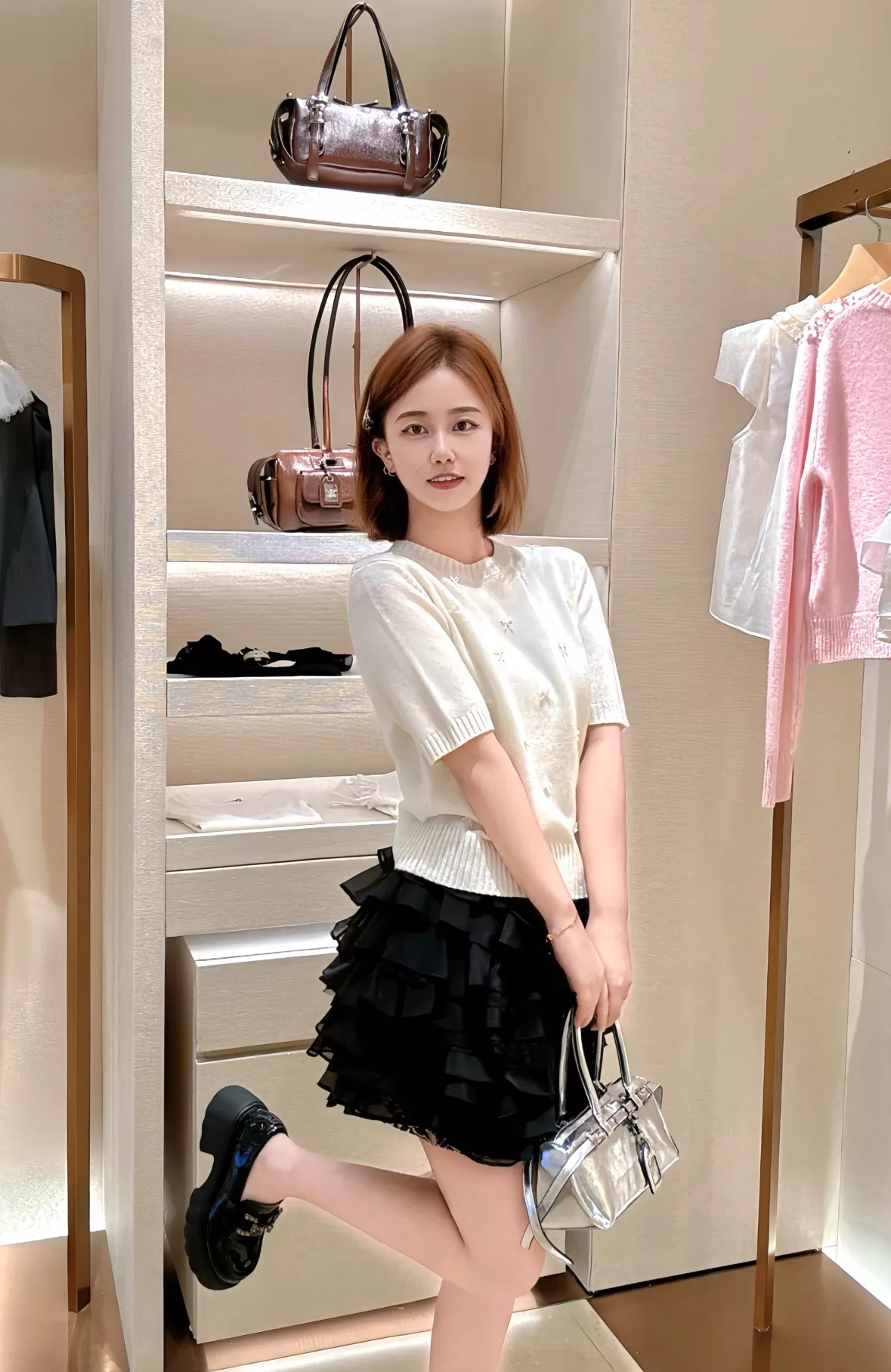 조리아 블랙 레이스 캉캉 숏스커트 상세 이미지 44