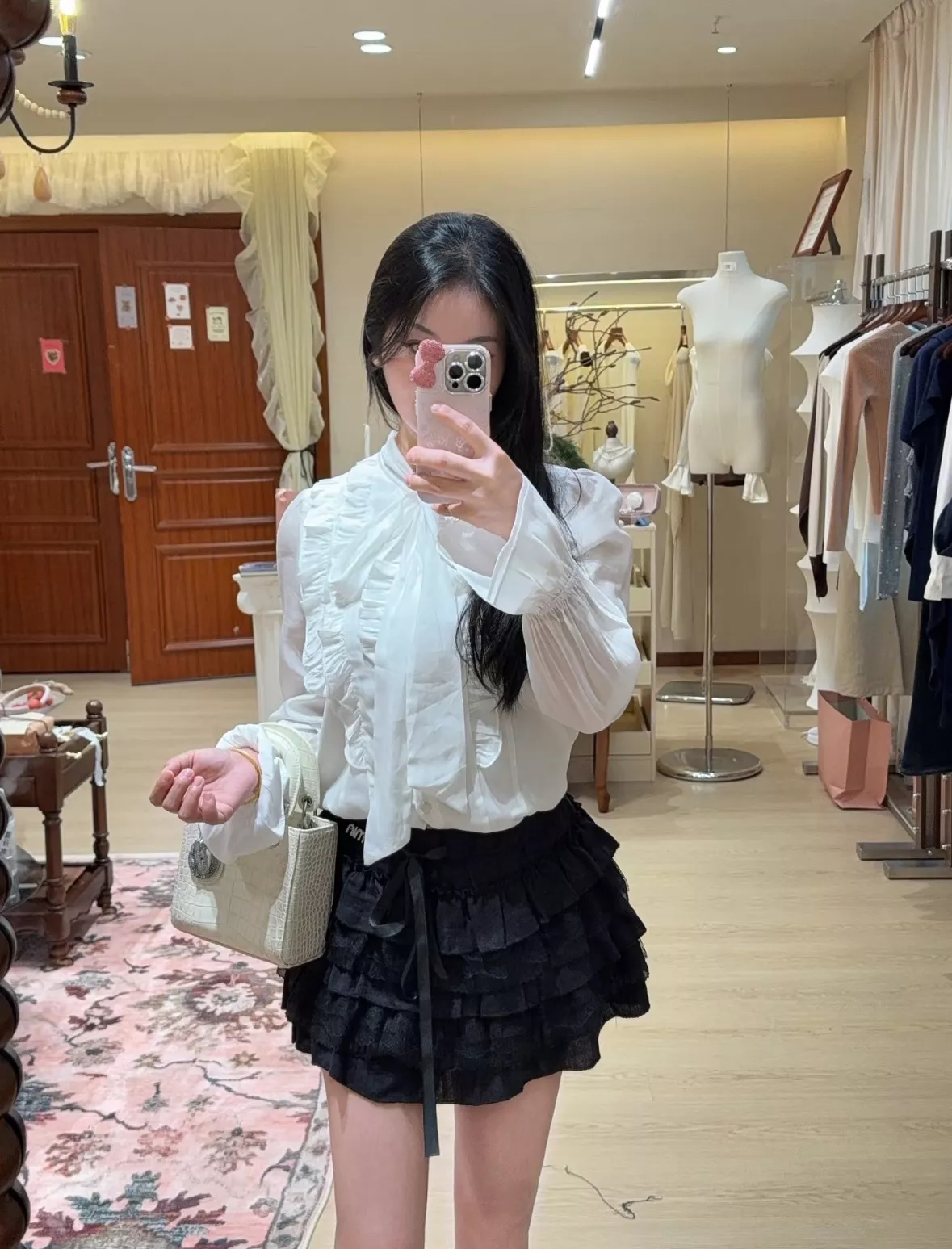 조리아 블랙 레이스 캉캉 숏스커트 상세 이미지 59
