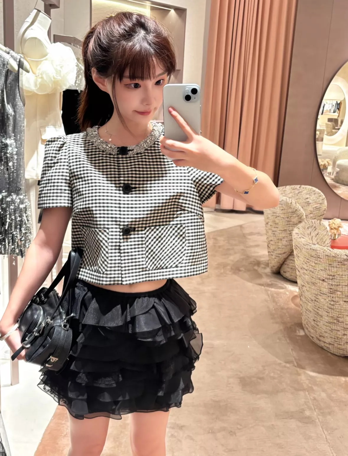 조리아 블랙 레이스 캉캉 숏스커트 상세 이미지 40