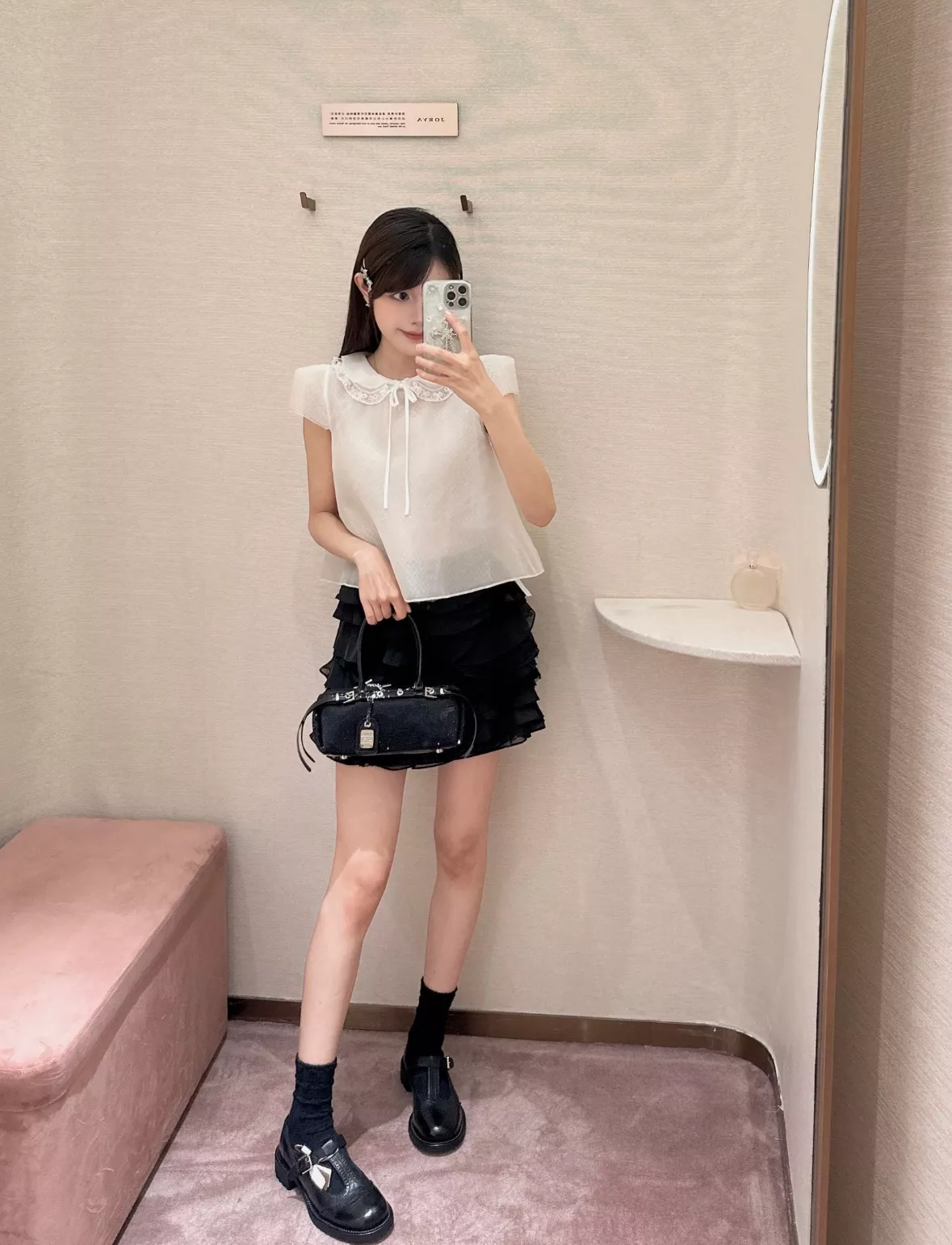 조리아 블랙 레이스 캉캉 숏스커트 상세 이미지 57
