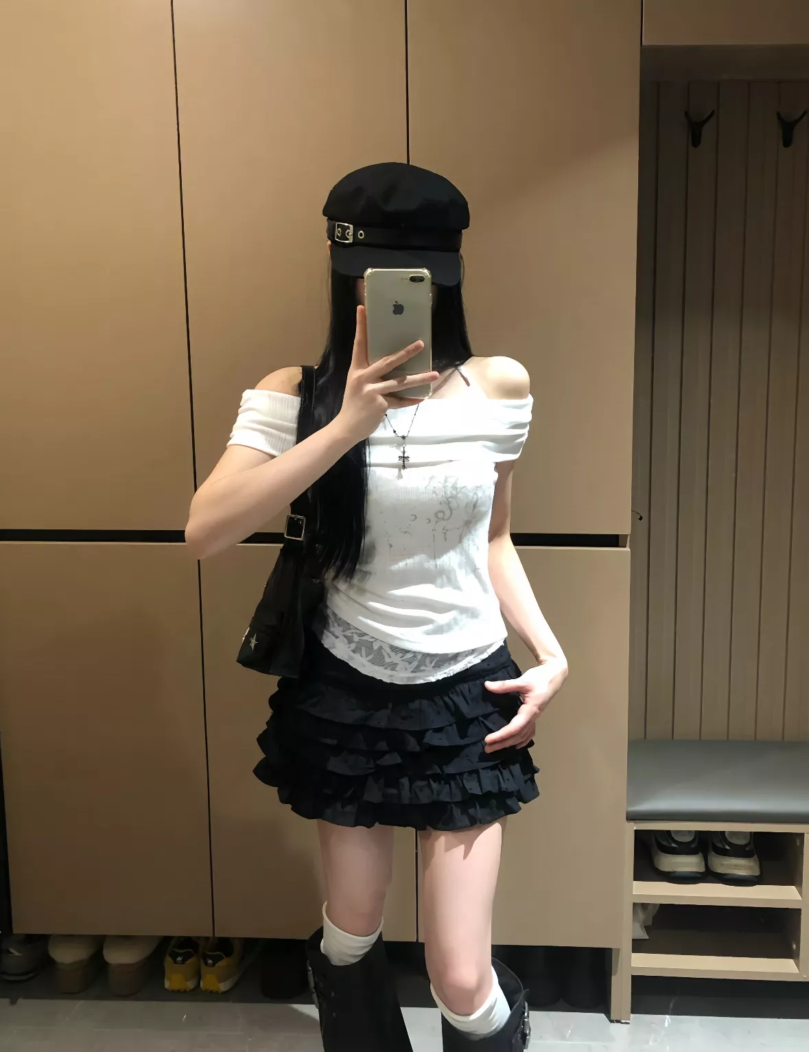 조리아 블랙 레이스 캉캉 숏스커트 상세 이미지 54