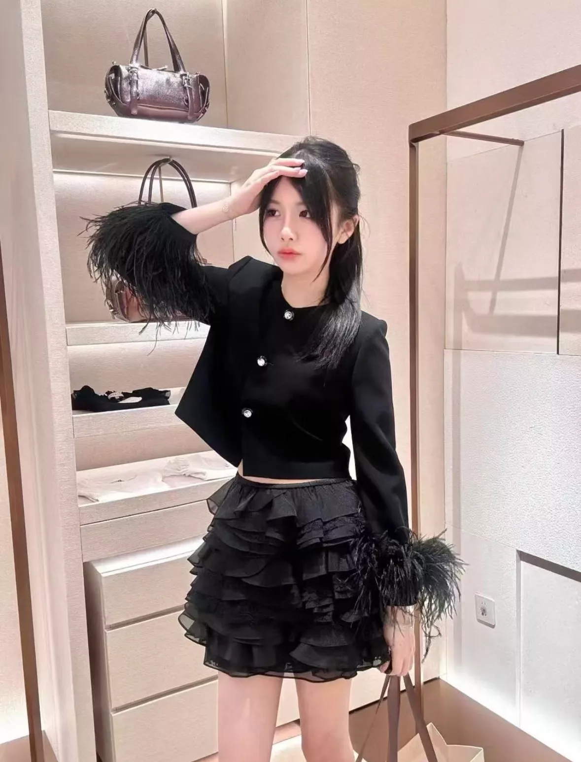 조리아 블랙 레이스 캉캉 숏스커트 상세 이미지 37