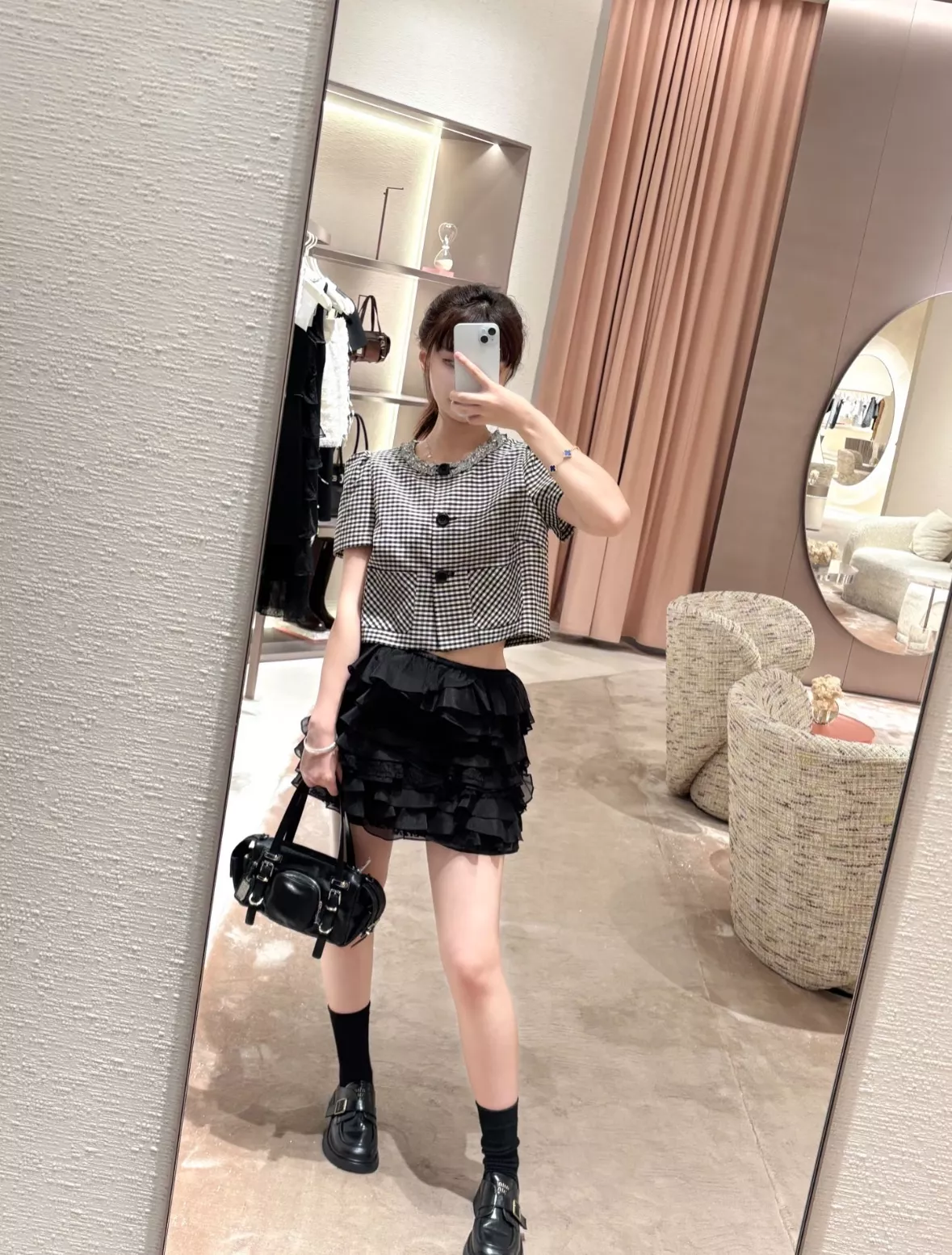 조리아 블랙 레이스 캉캉 숏스커트 상세 이미지 42