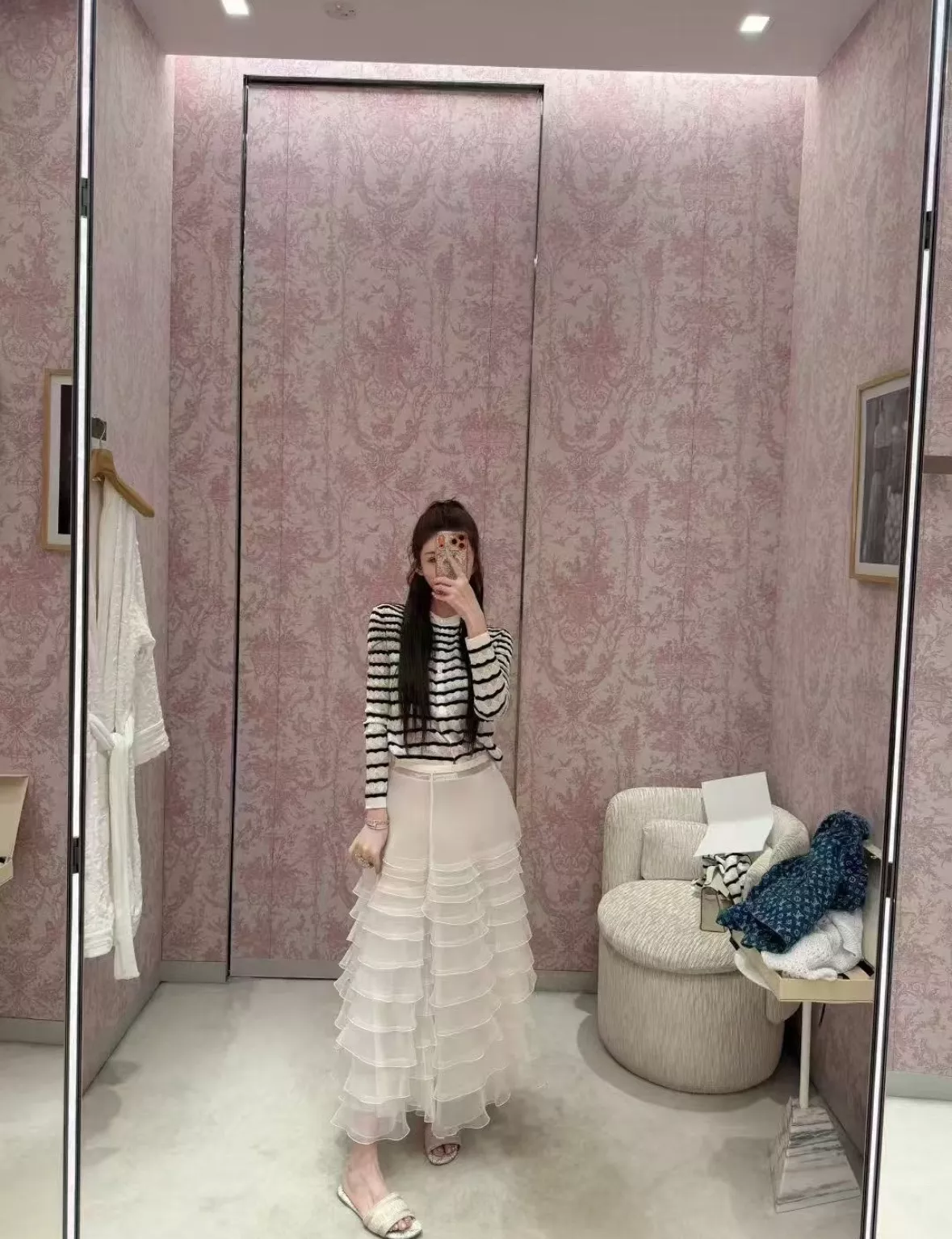 디올 실크 프릴 캉캉 스커트 상세 이미지 66