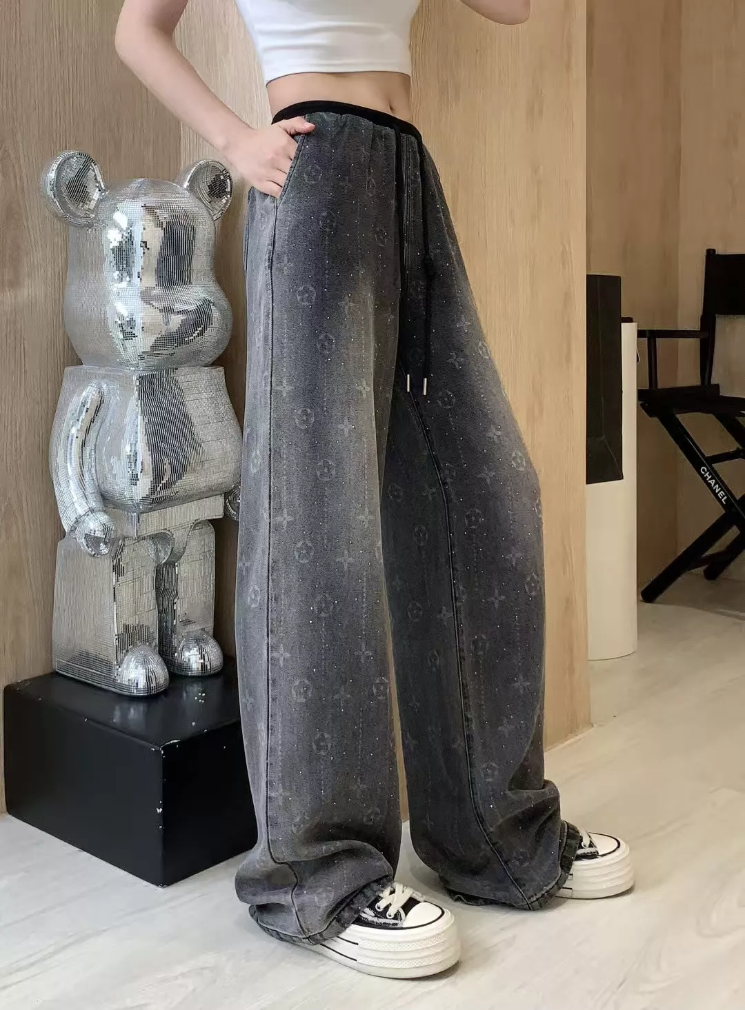 루이비통 그라데이션 핫픽스 와이드 데님 팬츠 상세 이미지 57
