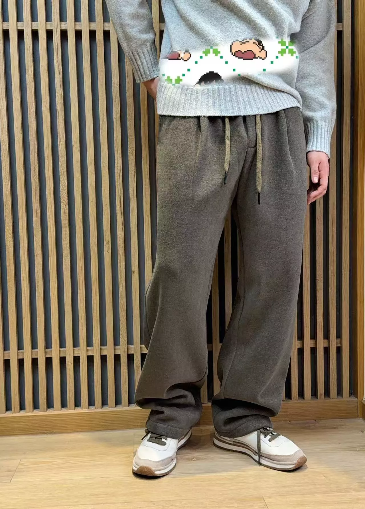 보테가베네타 혼방 와이드 밴딩 팬츠 상세 이미지 10
