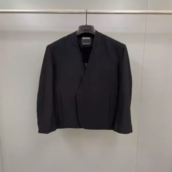 제냐 울 캐시미어 혼방 노카라 재킷