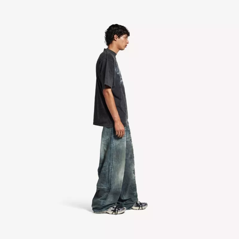 발렌시아가 워시드 크레용 루프 프린트 티셔츠 상세 이미지 11