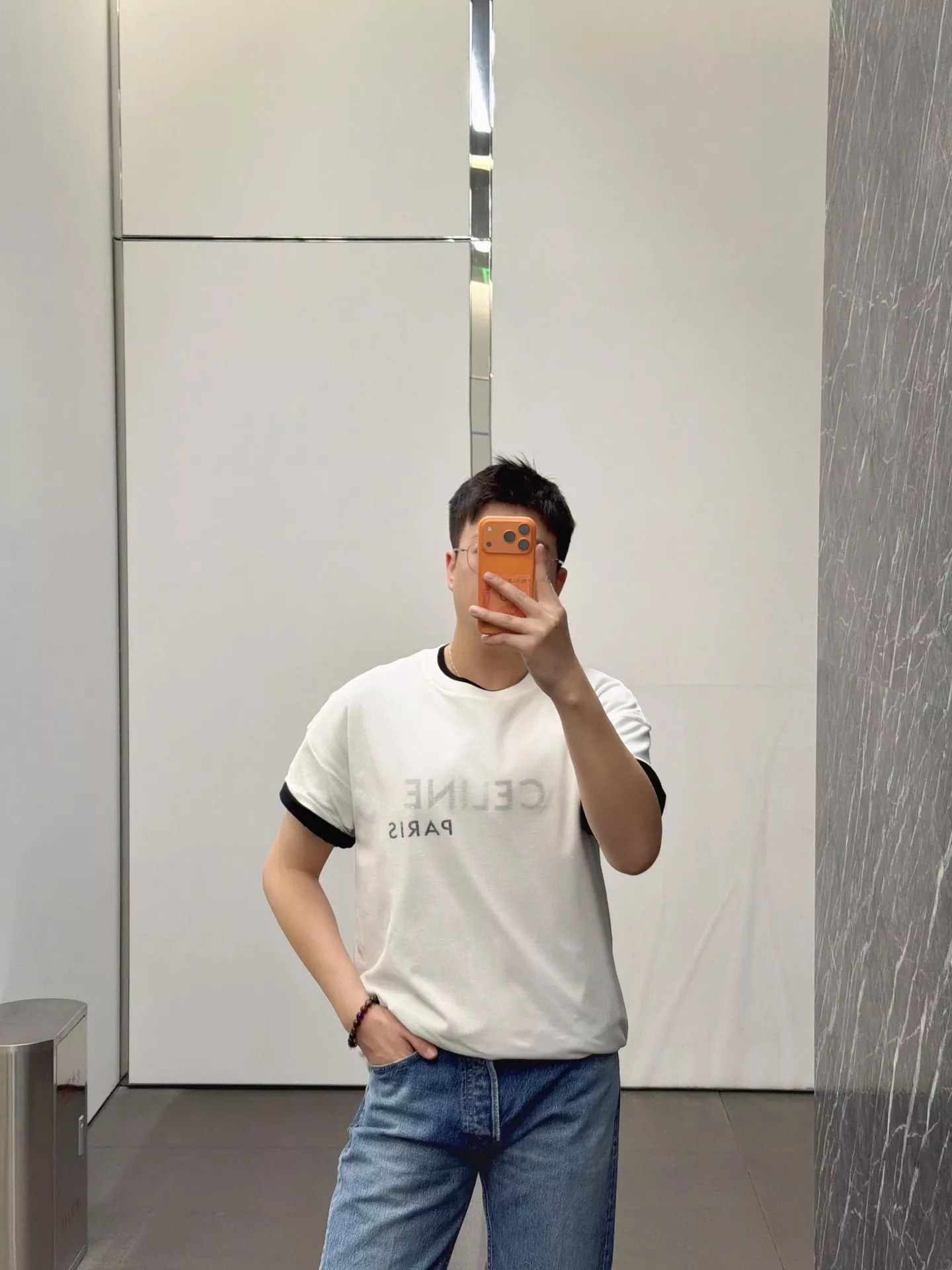 셀린느 레이어드 프린트 반소매 티셔츠 상세 이미지 13
