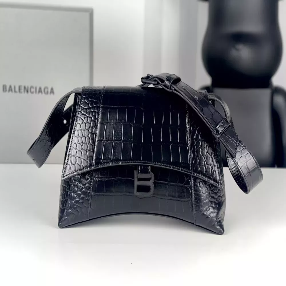 발렌시아가 아워글라스 크로커 엠보 숄더백