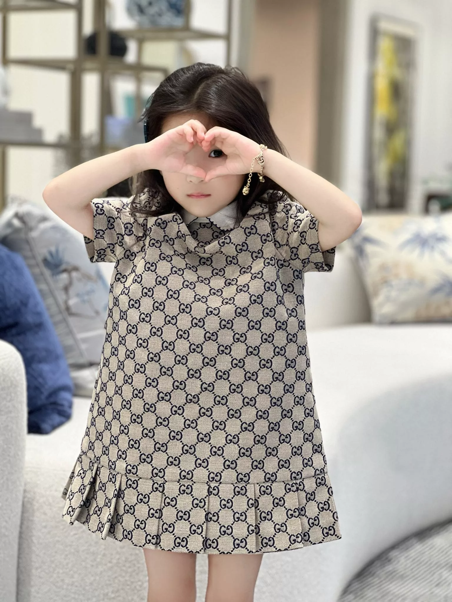 구찌 자카드 데님 카라 원피스 상세 이미지 17