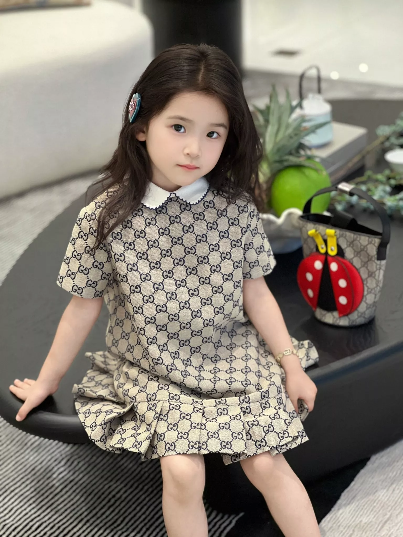 구찌 자카드 데님 카라 원피스 상세 이미지 13