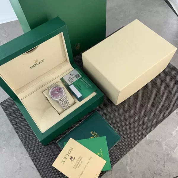 롤렉스 체리 다이얼 데이데이트 메탈 워치