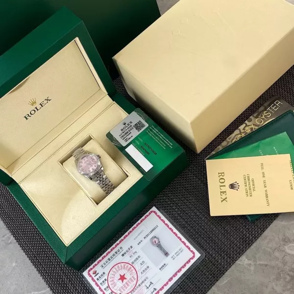 롤렉스 핑크 다이얼 오이스터 스타일 워치