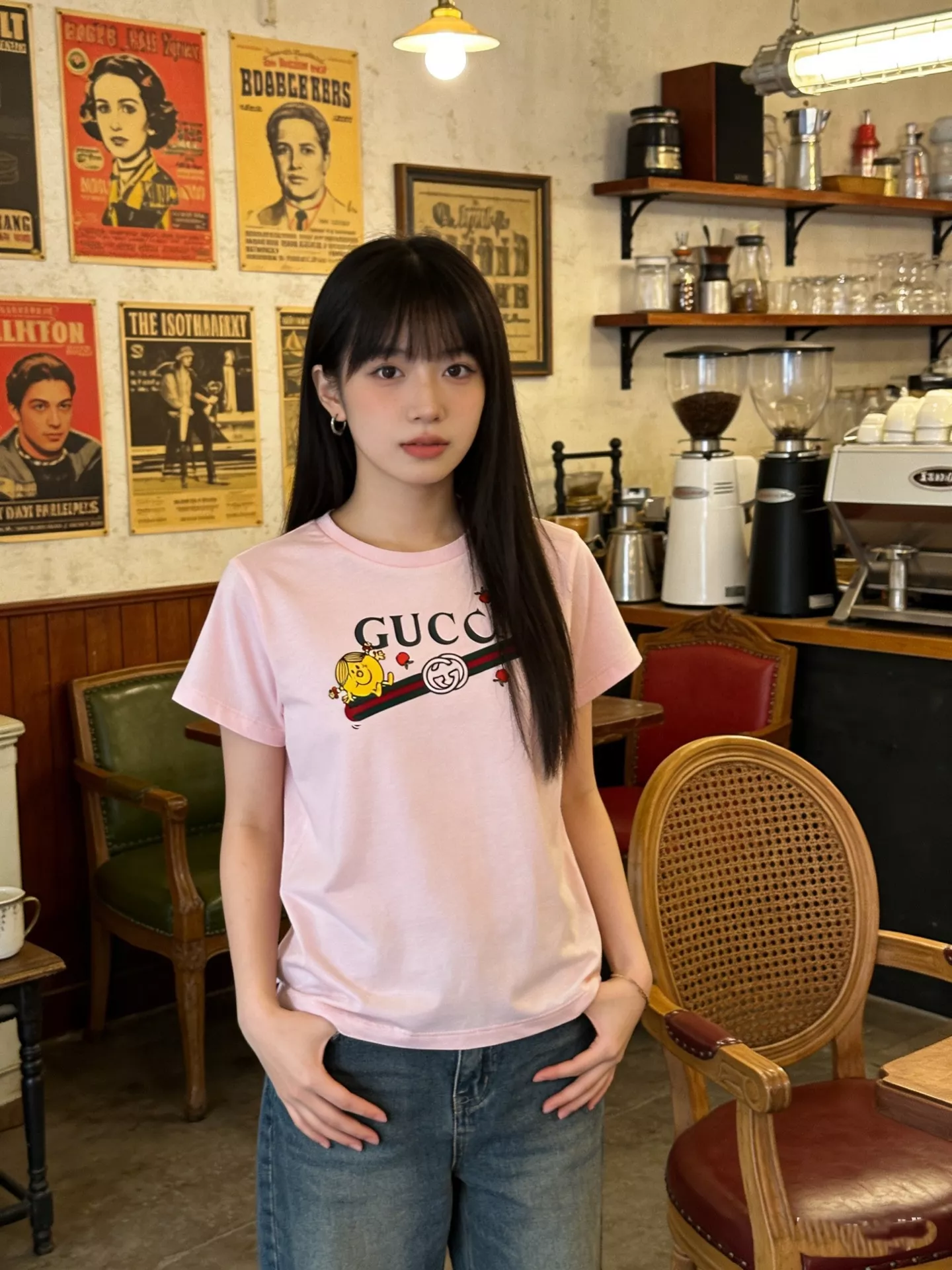 구찌 레드그린 웹 로고 카툰 코튼 티셔츠 상세 이미지 20