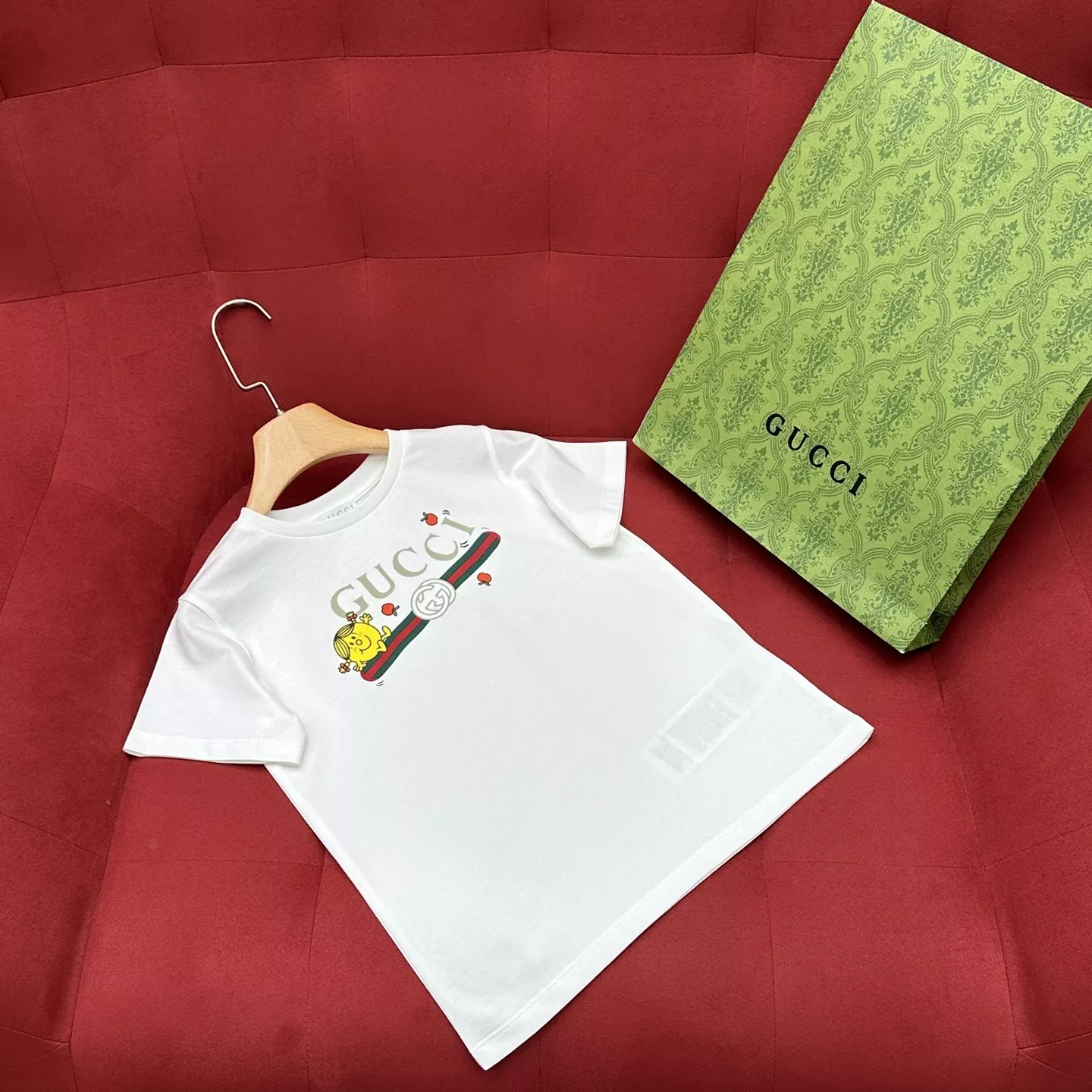 구찌 레드그린 웹 로고 카툰 코튼 티셔츠 상세 이미지 3