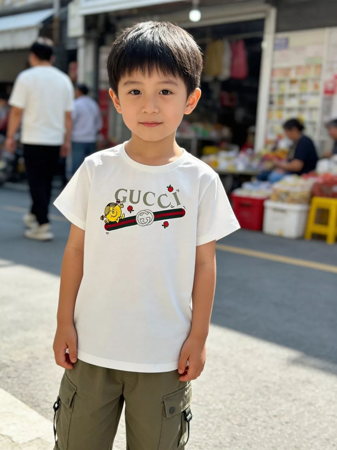 구찌 레드그린 웹 로고 카툰 코튼 티셔츠 상세 이미지 19