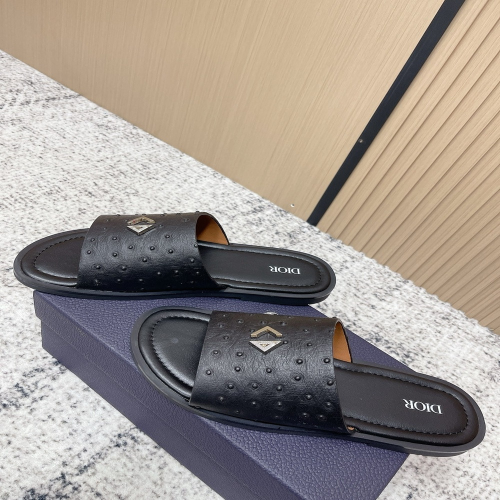 디올 CD 로고 가죽 슬리퍼
