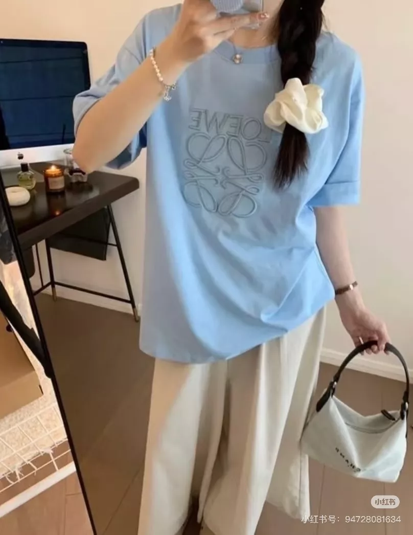 로에베 로고 자수 오버핏 반팔 티셔츠 상세 이미지 14