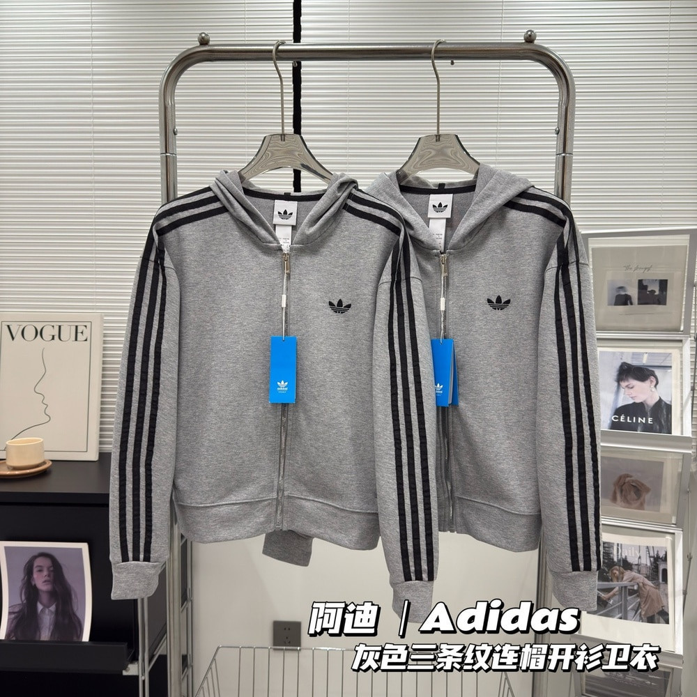 아디다스 삼선 자수 후드 집업 재킷