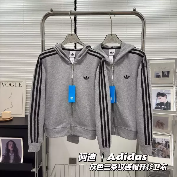 아디다스 삼선 자수 후드 집업 재킷