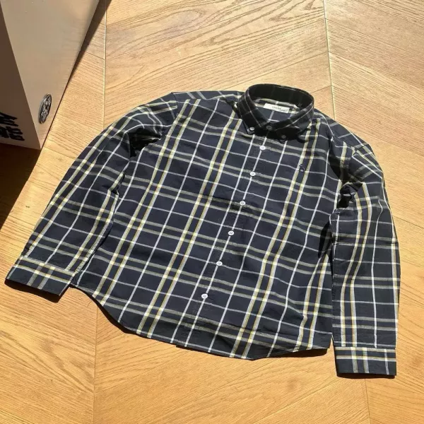 헤지스 네이비 체크 코튼 기모 셔츠