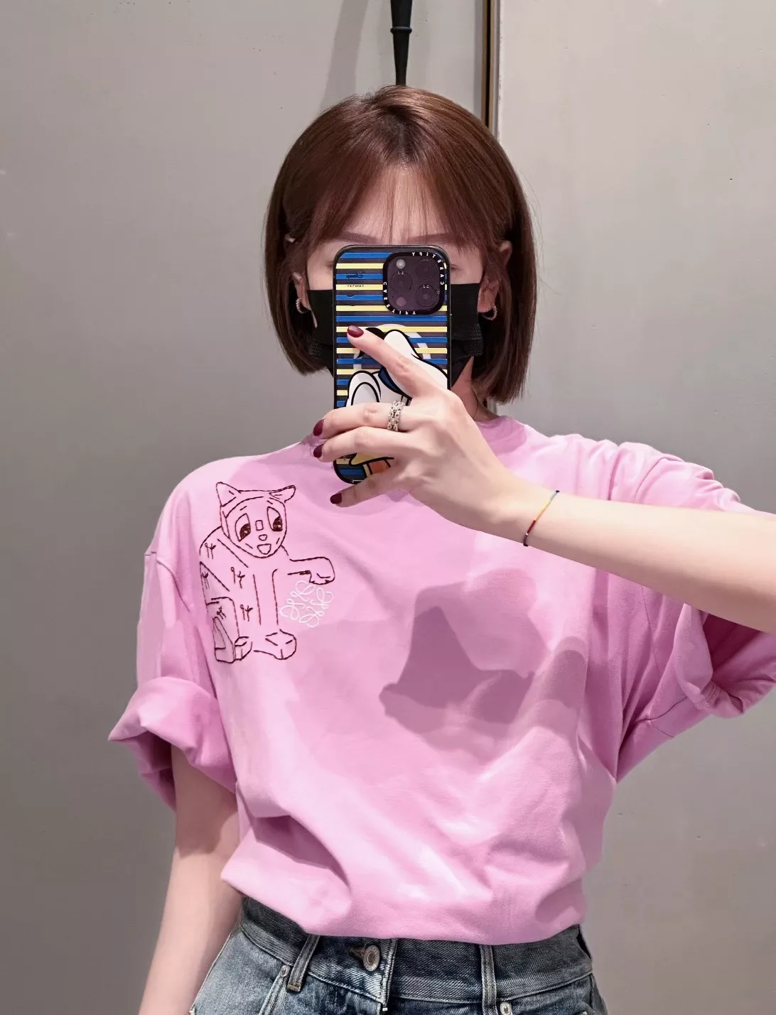 로에베 고양이 자수 오버핏 반팔 티셔츠 상세 이미지 9