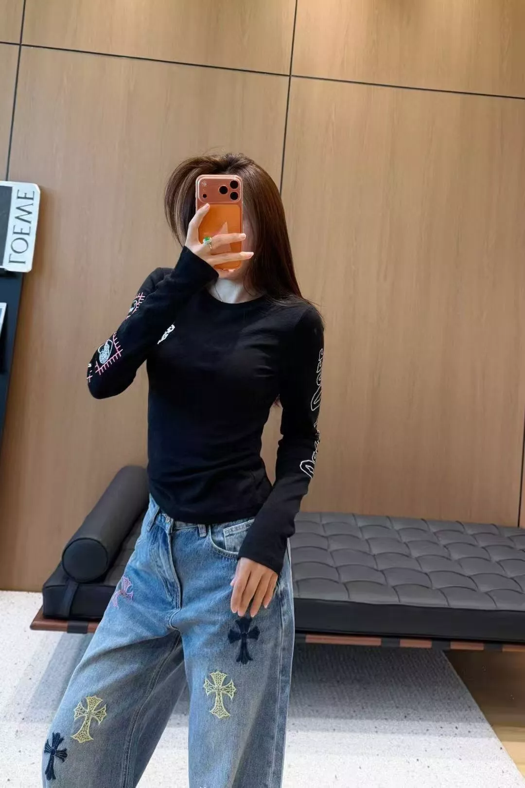 크롬하츠 십자 로고 프린트 롱슬리브 탑 상세 이미지 22