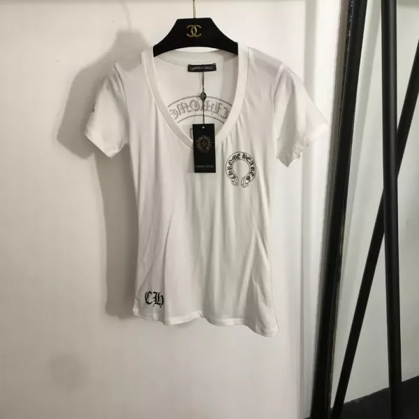 크롬하츠 브이넥 슬림 반소매 티셔츠