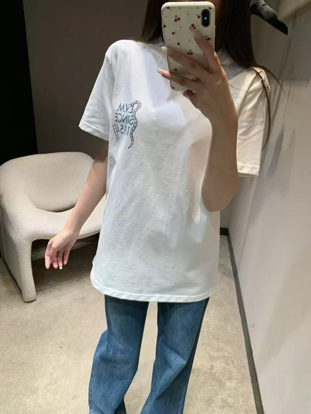 루이비통 스네이크 프린트 반소매 티셔츠 상세 이미지 10