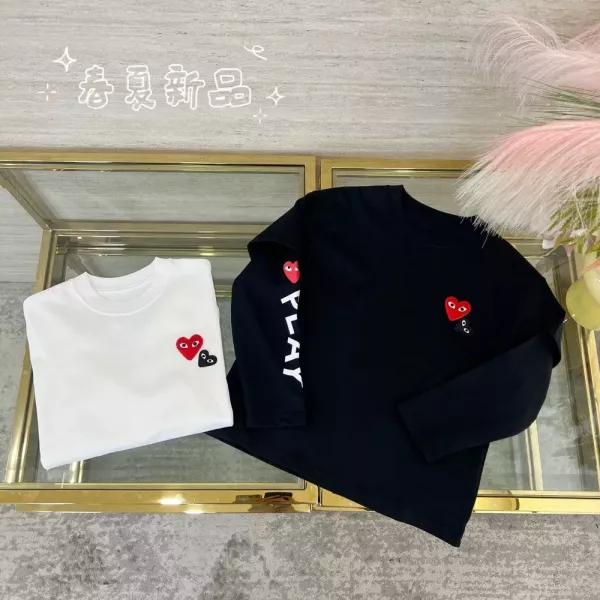 꼼데가르송 하트 자수 긴소매 티셔츠