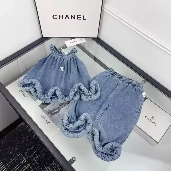 샤넬 유아 데님 투피스 세트