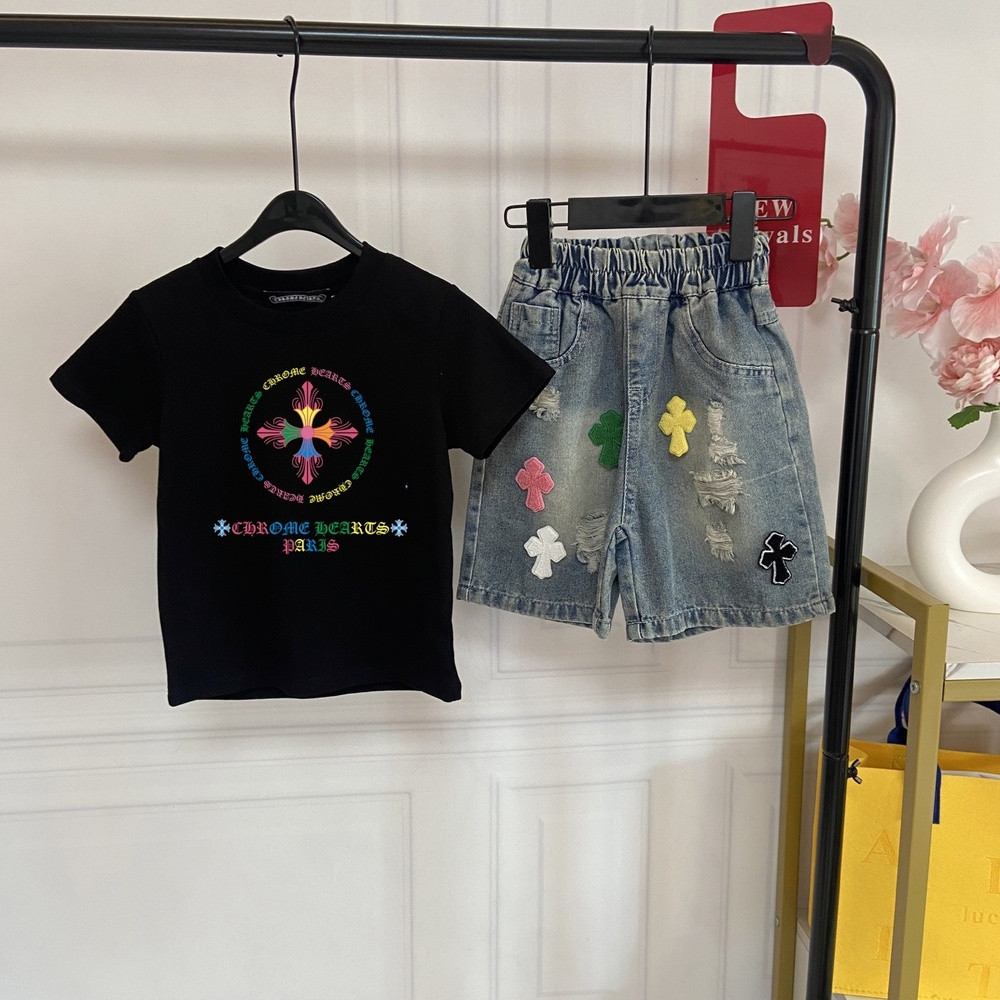 크롬하츠 키즈 빈티지 프린팅 반팔 상하 세트