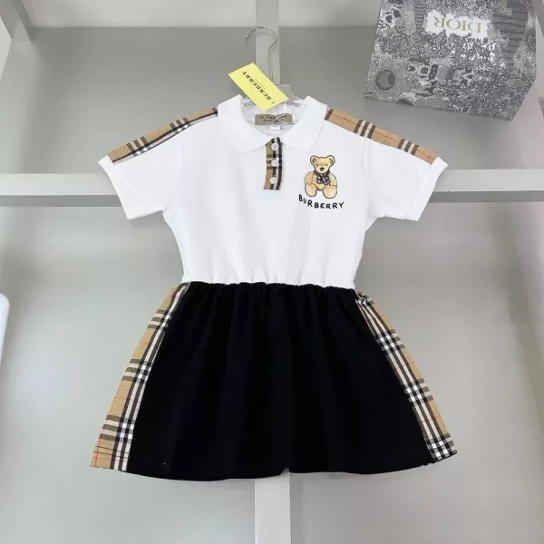 버버리 아동 카라 반소매 원피스