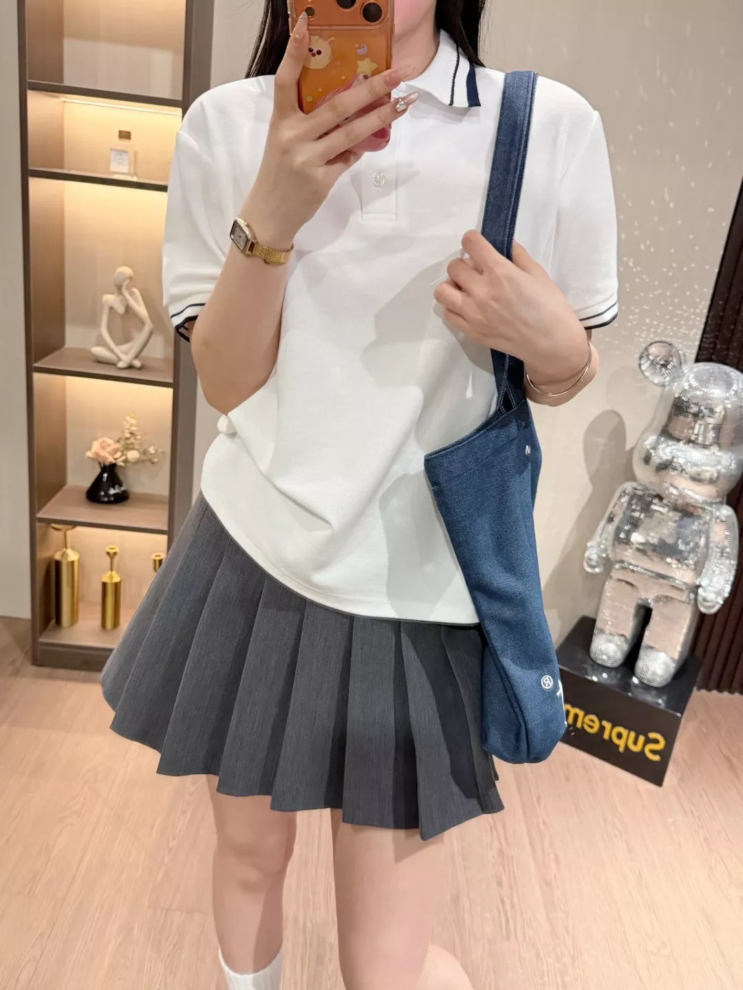 노브랜드 배색 카라 폴로 반소매 탑 상세 이미지 32