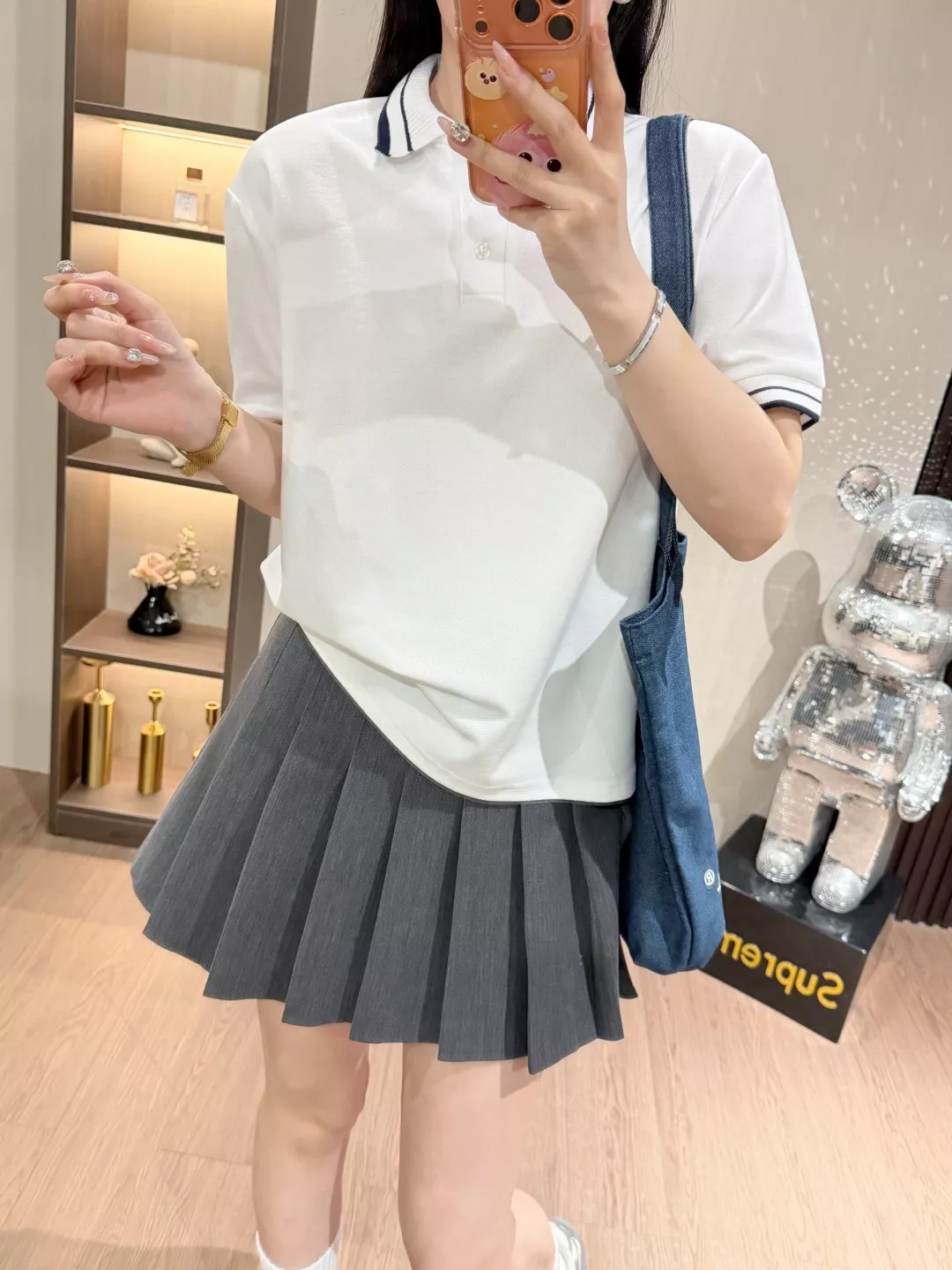 노브랜드 배색 카라 폴로 반소매 탑 상세 이미지 30