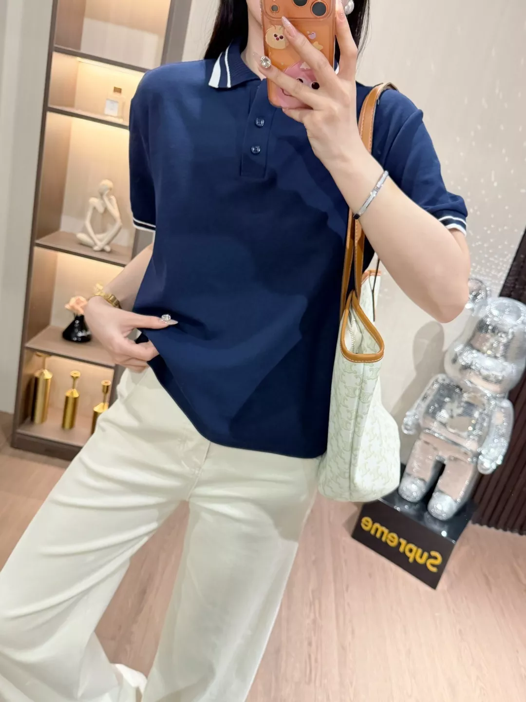 노브랜드 배색 카라 폴로 반소매 탑 상세 이미지 41
