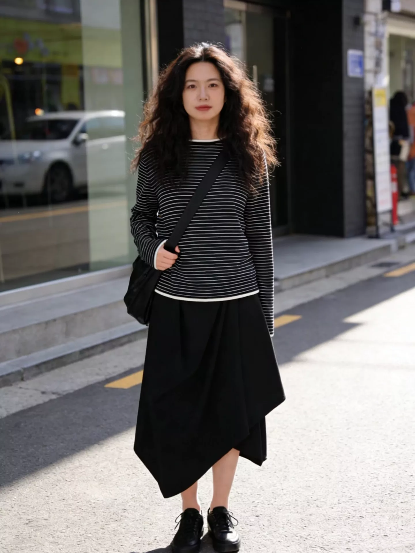 노브랜드 스트라이프 라운드넥 니트 탑 상세 이미지 29