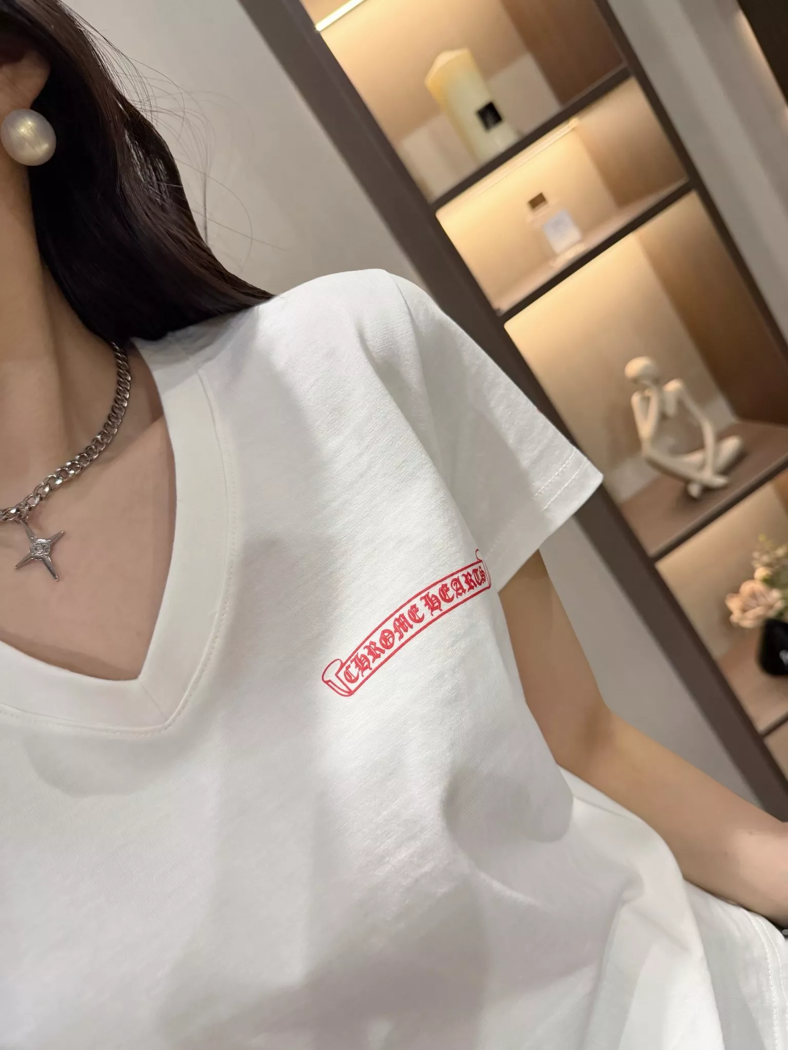 크롬하츠 브이넥 인쇄 반소매 티셔츠 상세 이미지 28