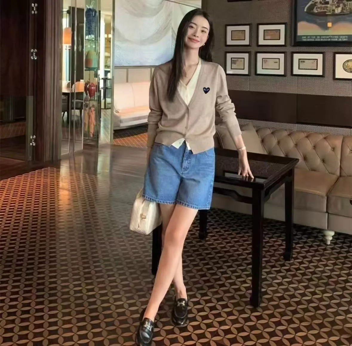 꼼데가르송 하트 자수 배색 레이어드 브이넥 니트 가디건 상세 이미지 34